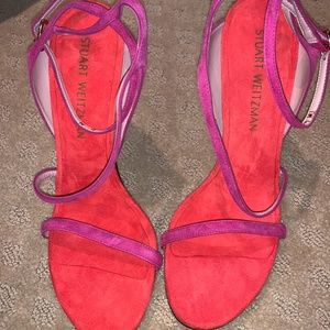 Stuart Weitzman Pink and Red Suede Heels size 9